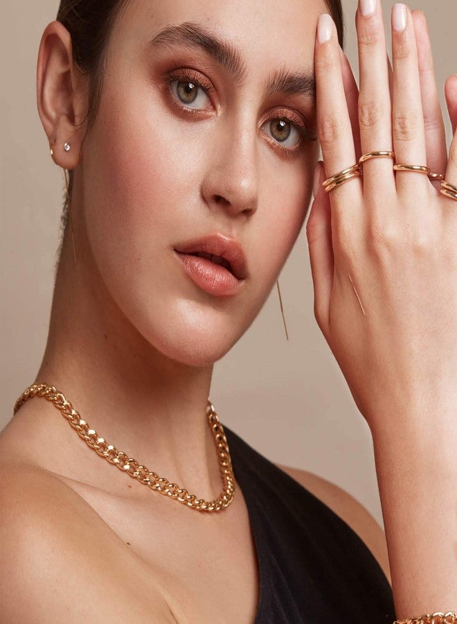 Yoosteel Gold Layered Necklaces for Women, 14K Gold Plated Cuban Link Chain Choker Necklaces Toggle Necklace Dainty Black Crystal Square Pendant Necklace Boho Style Jewelry Gold Layered Necklaces for Women - Image 2